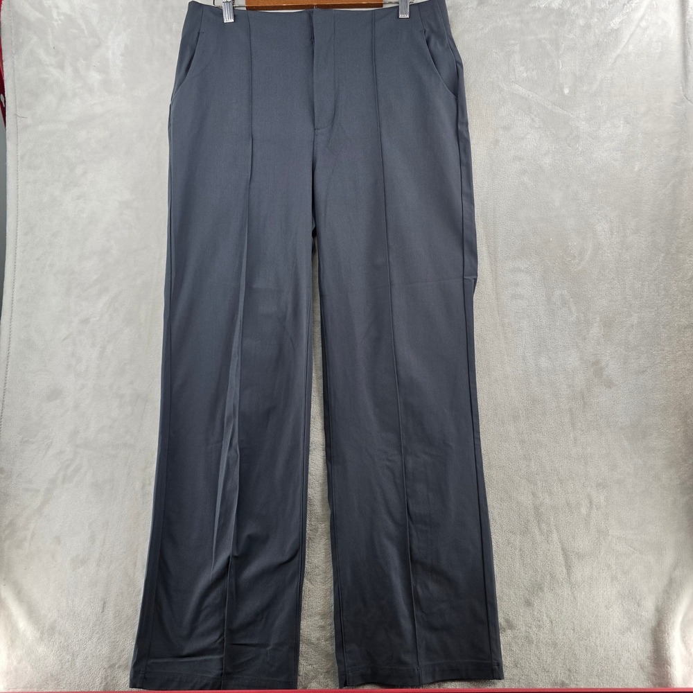 Vuori Meta Wide Leg Trousers Womens Large Long Grey Stretch Pants travel work